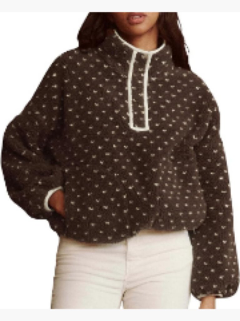 Fleece Jacket Women Long Sleeve Pullover Sherpa Sweatshirt Winter Outerwear